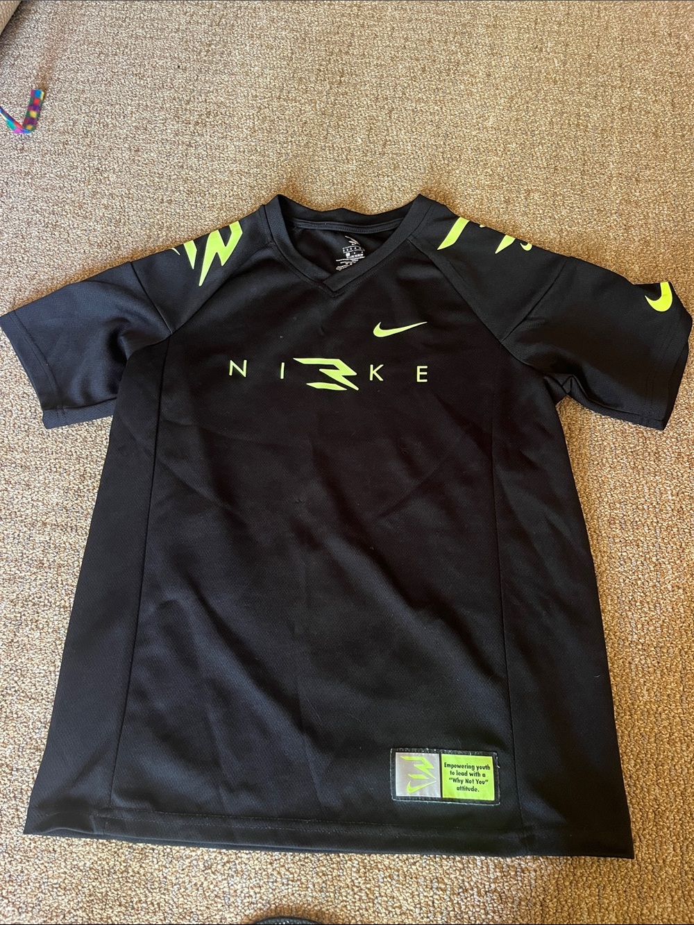 Nike Black & Volt Short Sleeve Kids Athletic Jersey